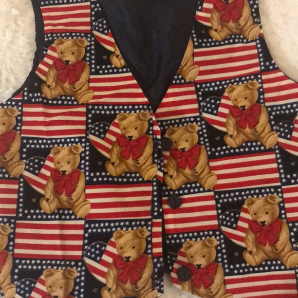 Girl’s Patriotic Teddy Bear Vest - Picture 2 of 2